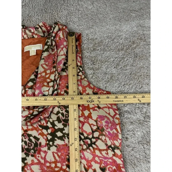 Michael Kors Cowl Neck Bubble Blouse Top Size Large Orange Brown Fall - Picture 8 of 13